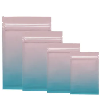 100шт Цветна опаковка от алуминиево фолио, само уплътняващи Пакет за опаковане на продукти с цип, розов Зелен Син на Дребно Плик Опаковъчен пакет