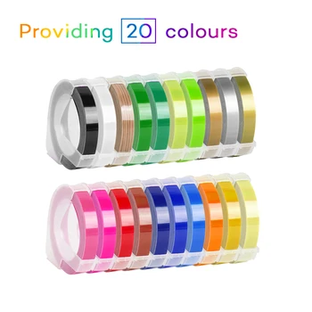 1бр 6 мм За DYMO 3D Релеф PVC Лента за Етикети на Лента За принтер За 12695 Motex E-101 E-202 Производител на Етикети 20 цвята
