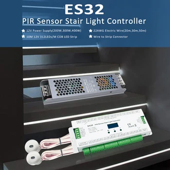 32-канален сензор ES32 PIR, контролер за осветление на стълби, инфрачервен индуктивен преминаването на човешкото тяло, управление степенна лампа за обикновен цвят на ленти RGB