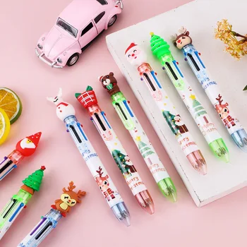 50ШТ Коледна Химикалка писалка 6 цвята Мультяшная Прибиращ се Дръжка-roller Подаръци Ученически Канцеларски материали за списания