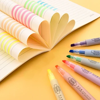 6 бр./компл. Маркери за еднократна употреба, 6 цвята, Маркерная дръжка, Флуоресцентни маркери за водене на дневник, Ученически канцеларски материали