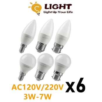 6ШТ led крушка свещ G45 C37 E14 E27 B22 3 W 5 6 w W 7 W AC120V AC230V Led Лампа за Голф Лампа За Декорация на дома