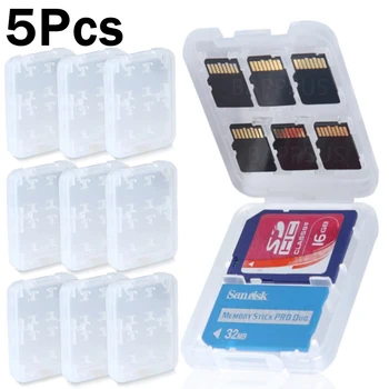 8-слотный преносим мини-кутия за съхранение на СИМ-карти SD SDHC TF MS Титуляр за защита на карти с памет Прозрачен калъф за съхранение на защитена от загуба Чанта