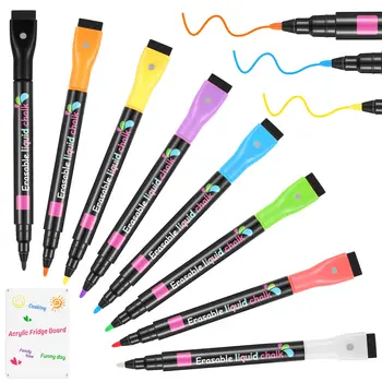 8 цвята Течен тебешир, цветни маркери, акрилни календар, Прозрачна Стъклена плака, химикалки за писане
