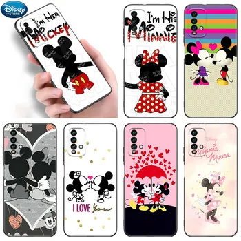 Disney Minnie Mickey Mouse Love Калъф За Телефон Xiaomi Redmi Note 11 11S 11T 11E 10 10T 10S 9S 8T 9 8 Pro 5G Global Черен Калъф