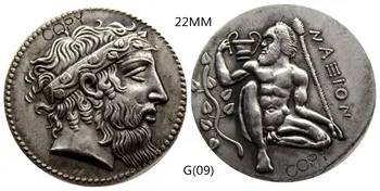 G (09) Рядка древногръцки монети -415 Тетрадрахм, Копирни монети със сребърно покритие