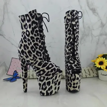 LAIJIANJINXIA/ Нови Модни Леопардовые обувки за танци на един стълб с височина 20 см/8 инча, Модерни Дамски обувки на платформа и висок ток 073