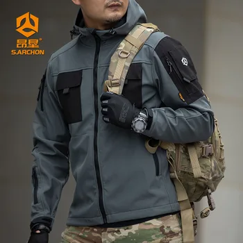 M96 Soft shell, Военна тактическа яке, Мъжки водоустойчив Износостойкая яке-бомбер с множество джобове, Ветрозащитное палто за разходка