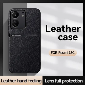 Redmi 13C ултра-Луксозен Автомобил Магнитен Калъф От Изкуствена Кожа За Xiaomi Redmi Note 13 Pro Plus, Силикон устойчив на удари Калъф За вашия Телефон