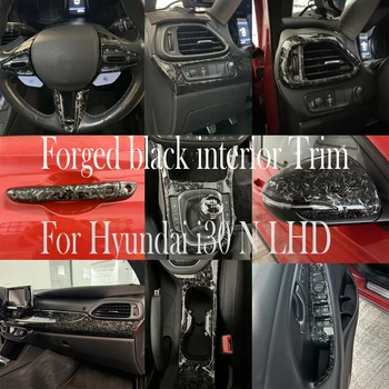 RHD Фалшиви Черна Вътрешна Таблото Централна Конзола за Смяна на Предавките Външна Врата копчето на Кутията Огледала за Задно виждане За Hyundai i30 (N)