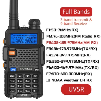 Ruyage UV-5R Air Band Уоки Токи Полнодиапазонная Преносима Am Fm Двустранно Радиостанция Copy Freq Scrambler NOAA Ham Wireless Set Long Range