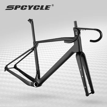 Spcycle 2023 Нова Карбоновая Велосипедна рамка с чакъл повърхност, Дисковата спирачка с дърворезба T47, Напълно Скрит кабел, Комплект рамки за велосипеди с чакъл повърхност.