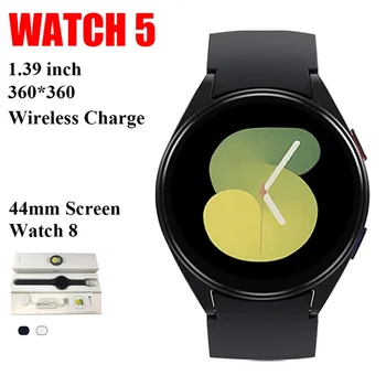 Watch5 Смарт Часовници за Мъже И Жени 44 мм 1,39 инча С Кръгла Екран, Сърдечната Честота, GPS Позиция, Bluetooth Предизвикателство, Qifit App Watch 5 Смарт Часовници