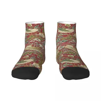 William Morris Ягода Крадецът Червени мъжки чорапи за екипажа Унисекс с забавен 3D принтом и цветен текстил модел, чорапи за рокли