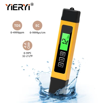 Yieryi 3 В 1 Цифров Измерител на Температурата TDS EC 0-9990ppm Тестер за Чистотата на Водата Дръжка за Проверка на Проводимостта на Питейна Вода в Аквариуми