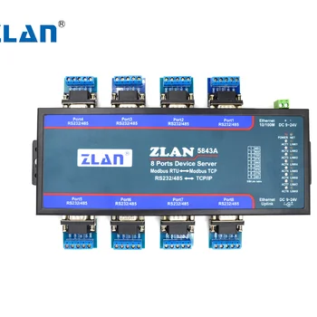 ZLAN5843A 8-port RS232 RS485 към Ethernet TCP/IP Modbus промишлен сървър с няколко последователни мрежи Ethernet