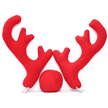 Авто костюм Коледен северен елен, 2 рога + 1 червен нос за декор на suv Rudolph