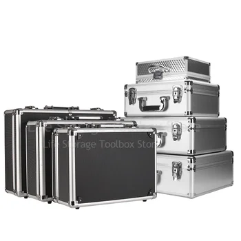 Алуминиева кутия за инструменти 7 размери, куфар с предпазни дрешки, комплект инструменти за товарни превози, Удароустойчив кутия за съхранение, калъф за инструменти с пяна