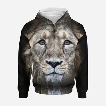 Африканският Лъв Hoody с цип Мъжки Дрехи С 3D Принтом Panthera Leo Нови Качулки Harajuku Модни Дамски y2k Пуловер с Качулка