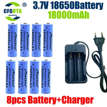 Батерия 18650 Литиево-йонна акумулаторна батерия с капацитет от 3,7 В 18650 18000 ма за фенерче Батерия + зарядно устройство