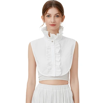 Дамски елегантни реколта свалящ се носи етикет за услугата риза с яка във викториански стил, имитирующая силует, бяла риза-кратък палта, офис дамска блуза Dickey