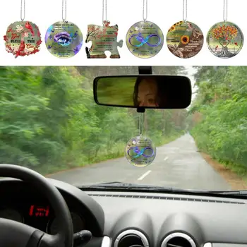 Декор за автомобилни огледала за обратно виждане, Украса на автомобил, Акрилни гоблени с цветя и птици, декорация за интериора на колата, декор за