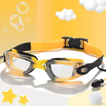 Детски Професионален Водоустойчив Очила За Плуване С Защита От Мъгла И Виолетови HD Очила За Водни Спортове в Басейна Очила с Берушами