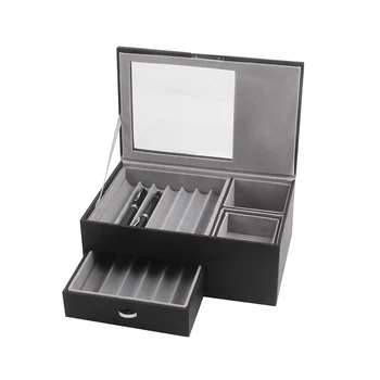 Дървена дисплей за писалки с 13 клетките, луксозен 2-слойный молив случай от полиуретан, прозрачен прозорец, канцелярский калъф, събиране на дръжки B