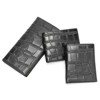 Елегантен мъжки портфейл от крокодилска кожа, кратко, с няколко отделения за карти, ръчно изработени