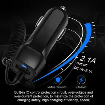 Зарядно за кола Car USB Quick Charger 3.0 за iPhone на 15 Pro Max/15 Plus/15 Pro Кабел Micro Type C Fast за мобилен телефон L0F1