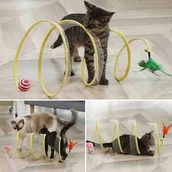 Играчки за домашни животни, топки под формата на мишката, Сгъваем слот тунел за котки и котенков, Забавна Котешка пръчка, за да проверите за мишката, Имитирующая Мишката, Аксесоари за котки
