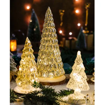 Името на Коледни елхи, нажежен стъкло Домашен Светещи Led нощна светлина Коледна украса за парти на Фестивала на Подаръци за децата Украса на работния плот