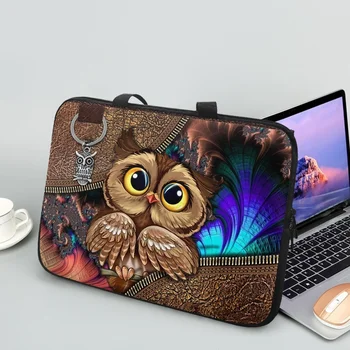 Калъф за таблет с принтом сови Kawaii, висококачествена и мека чанта за лаптоп с цип, преносим чанта за лаптоп чанта за лаптоп