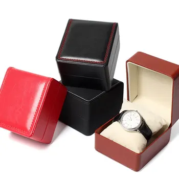 Ковчег за бижута, часовници, гривни, Кутия за показване на бижута часовници, ежедневни Изкуствена Червено-кафява Матово-черна с възглавница, Подарък кутия за възглавници, Нови продукти