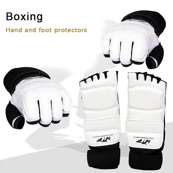 Кожени ръкавици за таекуондо, Спаринг, карате, защита на глезена, предпазни средства, Боксови бойни изкуства, защитен чорап за краката за възрастни и деца