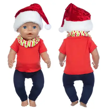 Коледен костюм + шапка, подходяща за кукли 17 см 43 см, костюм Born Бебе за подарък за рожден ден на дете