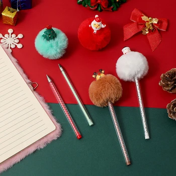 Коледна серия, Скъпа мультяшная плюшен химикалка химикалка, Творчески дръжки за подпис, подарък за офис, Ученически пособия, Канцеларски материали, Забавна дръжка