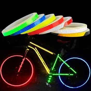 Колоездене етикети 1 см. * 8 м, Светоотражающая лента, Флуоресцентни велосипедни ленти за МТВ велосипед, велосипедни ленти за колоездене шлем, мотоциклет, скутер