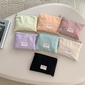 Корейски нишевый дизайн, косметичка цвят на сладолед, чанта за съхранение на малки предмети, ръчно изработени чантата с азбука, портфейл за монети