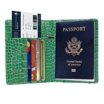 Корици за паспорти от естествена кожа, притежателите на кредитни ID-карти, бизнес казус унисекс, органайзер за документи с блокиране на RFID, кутия за чантата