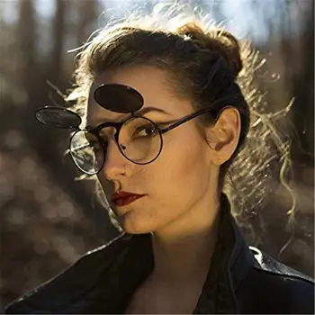 Кръгли Слънчеви Очила С Панти Капак Vintage Circle UV400 Защита Costume Glasses Steampunk Слънчеви Очила за Жени и Мъже