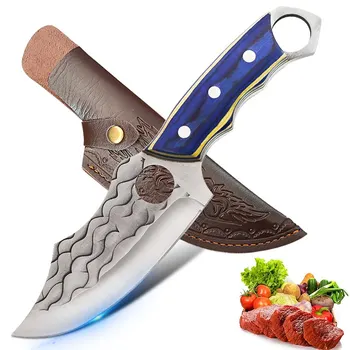 Кухненски нож, Изкован обвалочный нож, от нож на главния готвач от неръждаема стомана за приготвяне на плодове, нож за рязане на месо на барбекю, с нож за рязане на месо 4Cr13
