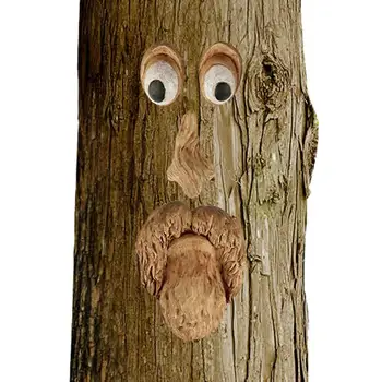 Лицето от смола Кора на дървото Черти на лицето Украса за Великден Творчески подпори на открито Украса на градината на открито