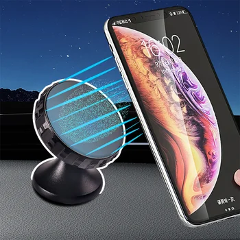 Магнитен кола за телефон в кола за iPhone Samsung Xiaomi, метален държач за мобилен телефон с пълно въртене, стикер-поставка, универсален кола