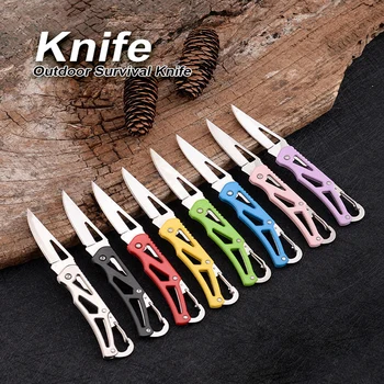 Мини-ключодържател Джобен нож за самозащита на открито, нож за оцеляване при извънредни ситуации, EDC, тактически инструмент, сгъваем портативен нож за ключове