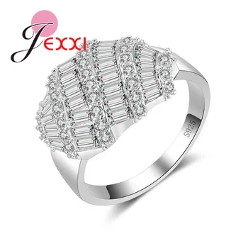 Модни Широки пръстени от сребро 925 проба за сватба с кубическим цирконием AAA и кристали Директна доставка на Бижута Подаръци за Коледното парти