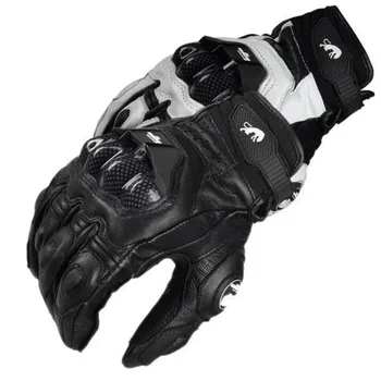 Мотоциклетни ръкавици Черни състезателни от естествена кожа, Защитни Ветроупорен ръкавици за екипа на автомобилния състезания, Аксесоари за мотоциклети
