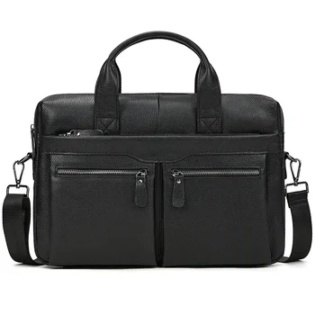 Мъжки бизнес офис чанта от естествена телешка кожа, за мъже 15-инчовата чанта за лаптоп, куфарче, чанта през рамо, чанта за момчета, ученици.
