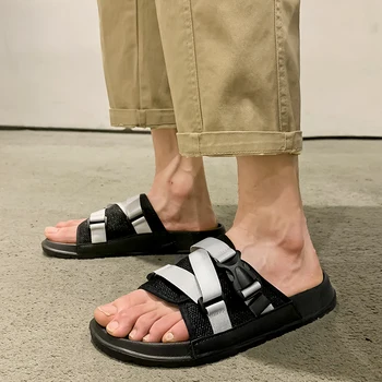 Мъжки чехли-слипоны на платформата 2023, Нова лятна градинска и плажна обувки, Модни мъжки джапанки с отворени пръсти, Ежедневни спортни сандали