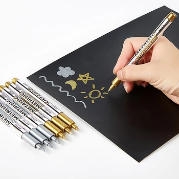 Направи си САМ Метал Водоустойчив Перманентная Боя Връхчета на Златни И Сребърни За Рисуване Студентски Аксесоари Маркерная Дръжка За Бродерия
